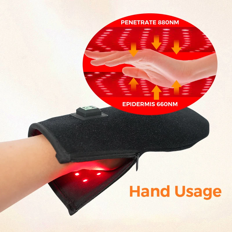 New Arrival LED Light Therapy Device Customized LOGO Red Near Infrared Light Therapy Black Glove