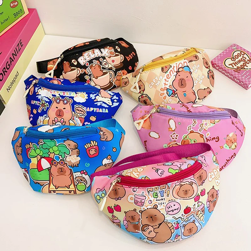 New Children's Bag Large Capacity Capybara Plush Shoulder Bag Capybara Handbag Cartoon Capibala Waist Bag Crossbody Chest Bag