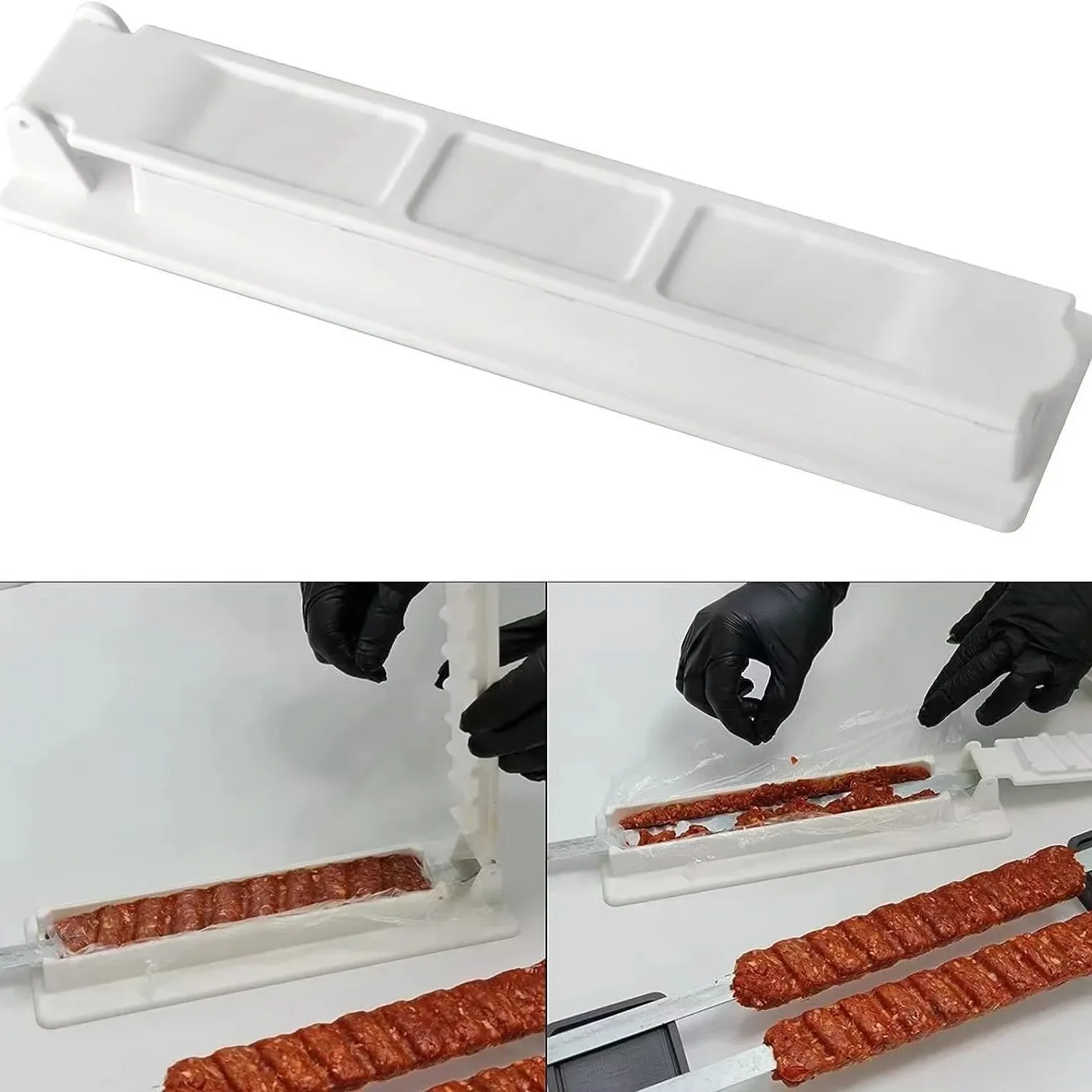 Single Row Kebab Maker BBQ Meat Skewer Making Machine Reusable Plastic Barbecue Skewer Maker Kebab Preparation Camping BBQ Tools