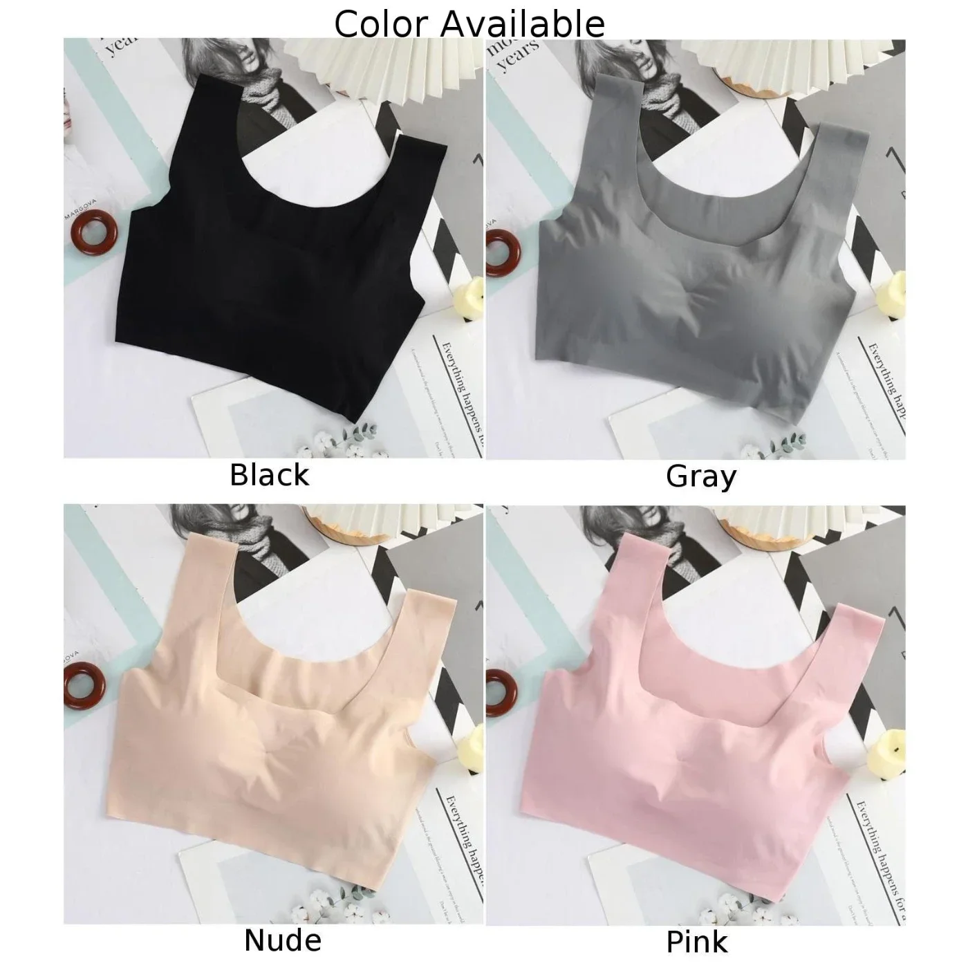 Women Seamless Wireless Push Up Sports Bra Bralette Brassiere Yoga Vest Crop Top