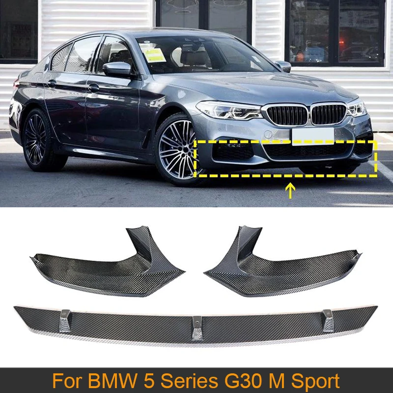 Carbon Fiber Car Front Bumper Lip Spoiler Splitter For BMW 5 Series G30 G38 M Sport 2017 2018 2019 Car Sticker Spoiler 3PCS/SET