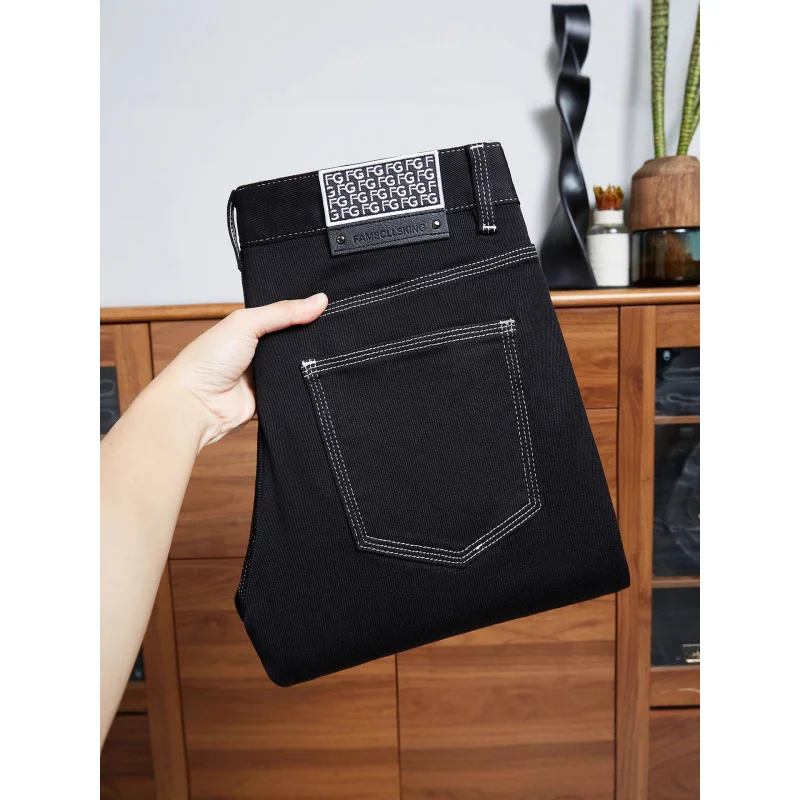 

Мужские черные джинсы, осень 2024, новые легкие роскошные простые модные элитные маленькие прямые брюки