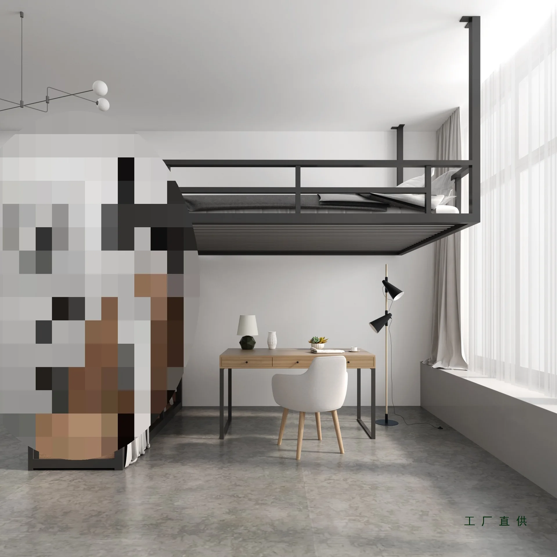Modern small apartment pavilion hammock multi-functional suspended wrought iron elevated bed