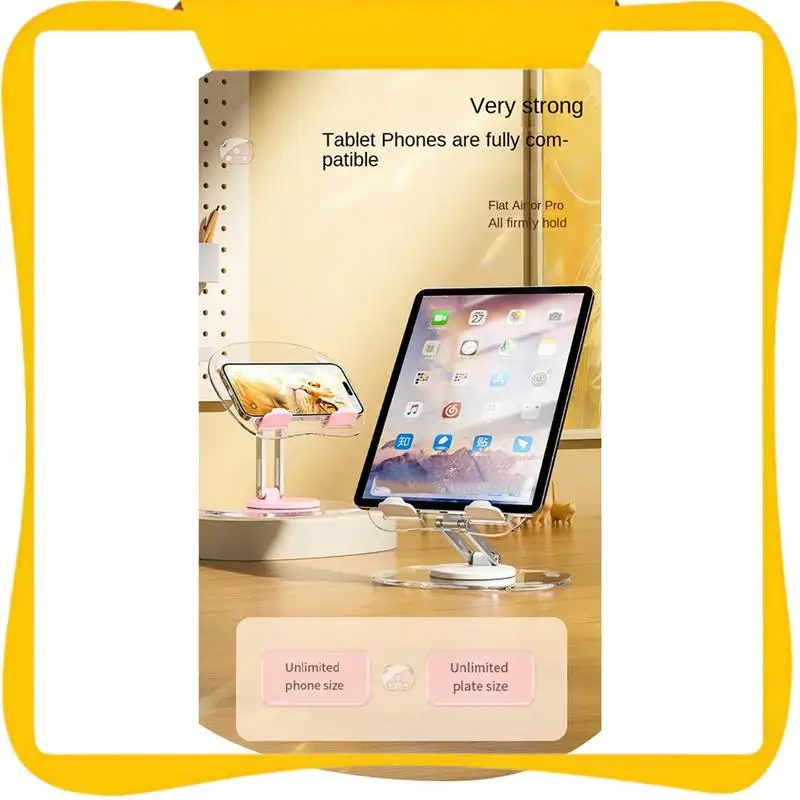 

Tablet Bracket Holder Adjustable Folding Stand Transparent Acrylic Tablet Desktop Support Durable Yellow