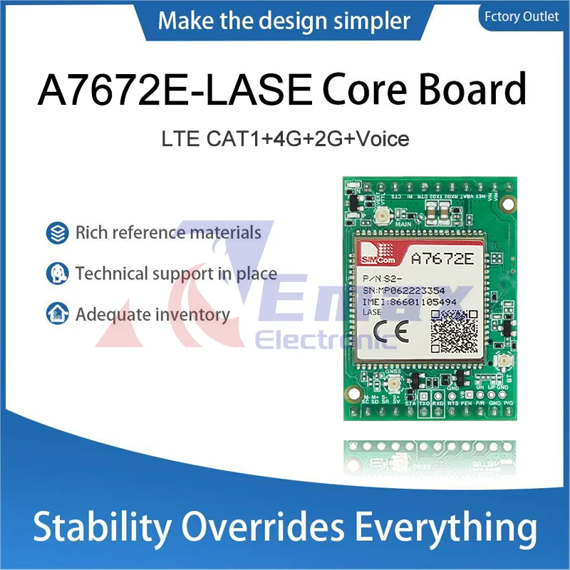 SIMCOM A7672E-LASE Core Board A7672E-LASE Development Board LTE CAT1+4G+2G+Voice not Supported GPS