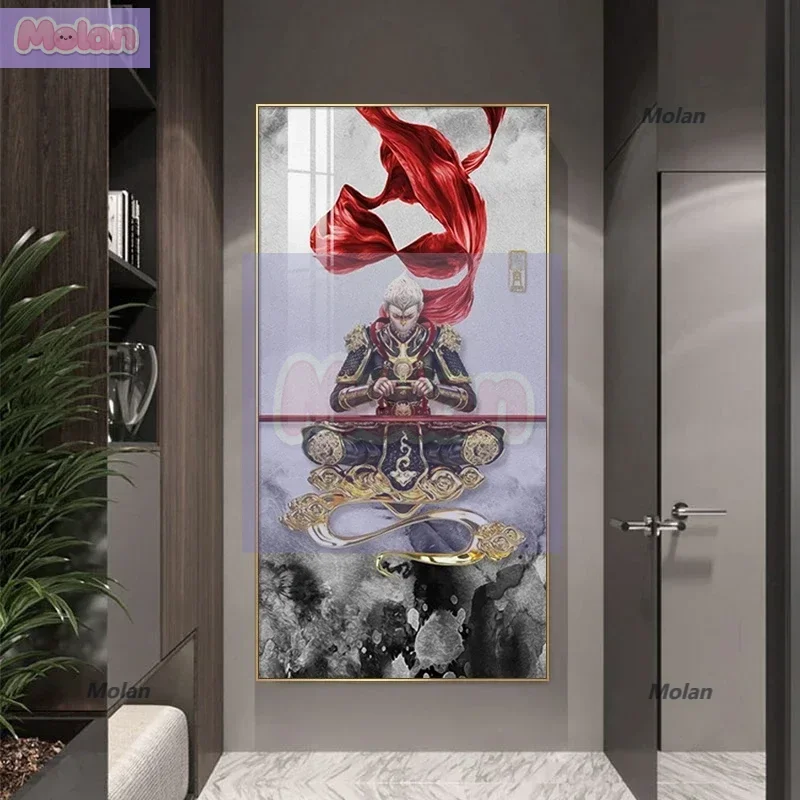 

Entrance decorative painting The Return of the Great Sage Sun Wukong Dou God of War Buddha aisle mural Qitian Great Sage three-d