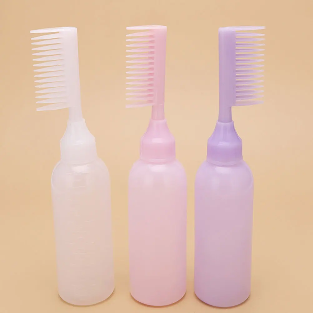 

3Pcs Root Comb Applicator Bottles Hair Dye Bottles Smooth Surface Salon Hair Coloring Tool for Home Barbershop Use