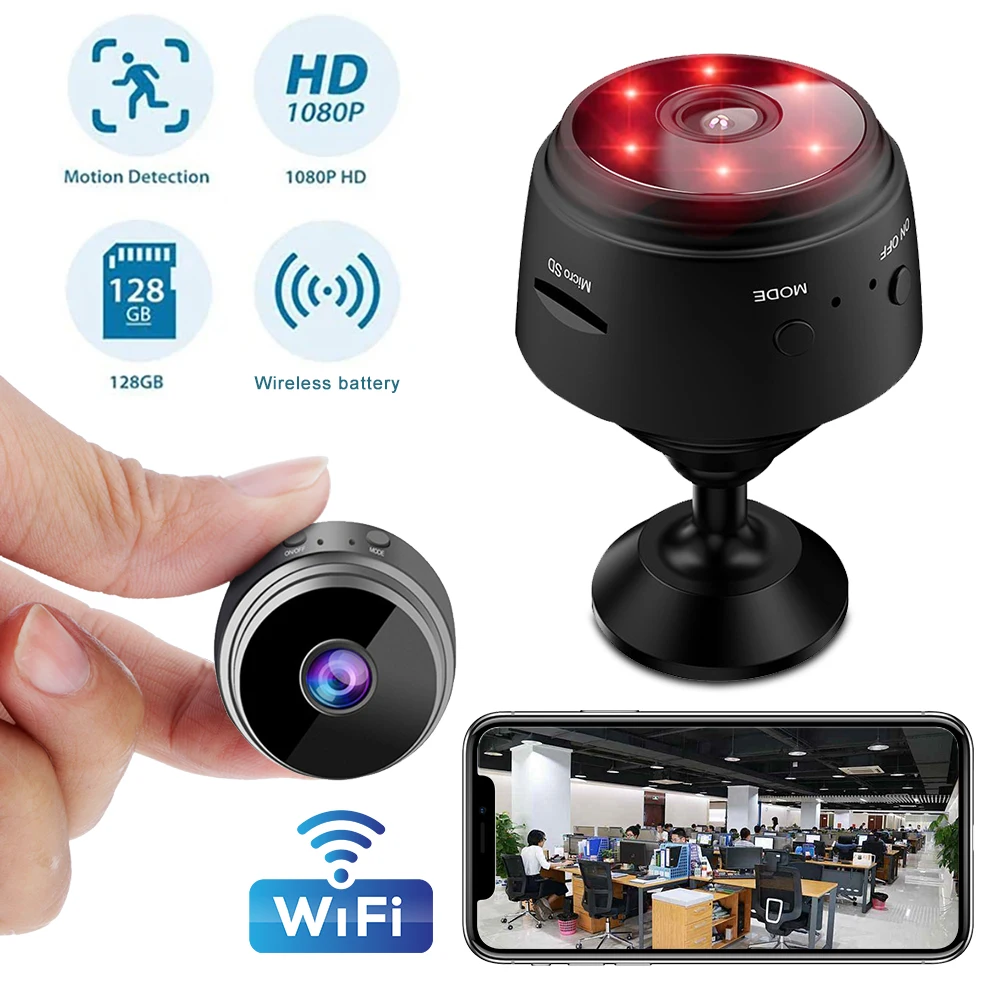 Imagem -01 - Mini Câmera ip sem Fio Micro Filmadoras Versão Noturna Vídeo de Voz Vigilância de Segurança Câmeras Wifi Casa Inteligente a9 hd 1080p mini camera ip sem fio micro filmadoras versao noturna video de voz vigilancia de seguranca cameras wifi casa inteligente a9 hd 1080p 01