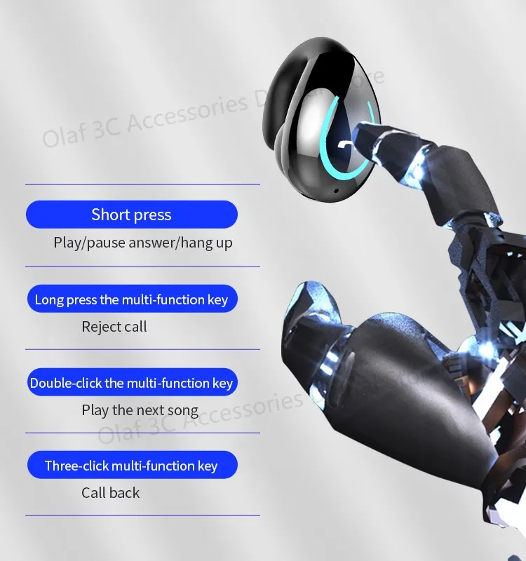 OLAF 싱글 이어클립 폰 블루투스 이어폰, 무선 헤드폰, 스포츠 헤드셋, 게이머 귀 통증 없음, TWS 이어버드, 블루투스 이어폰