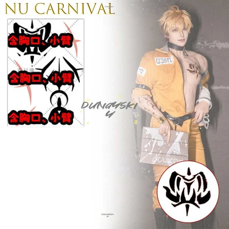 NU: Adesivos de Tatuagem Temporária para Cosplay de Carnaval Quincy, Acessórios de Roleplay de Anime e Jogos, Tatuagens Temporárias para Cicatriz no Peito e Braço para Convenções de Cosplay