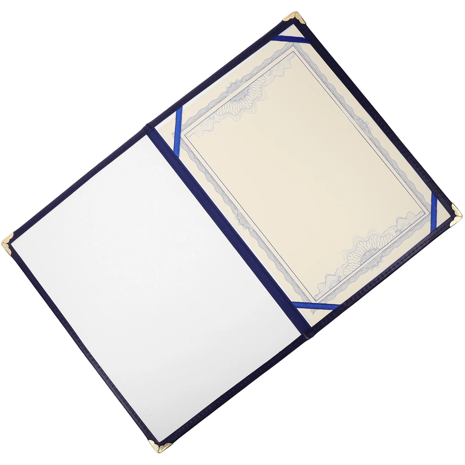 

A4 Certificate Holder Cover Blue Single Page File Folder Zinc Alloy Closure Portable Rounded Corners for Award