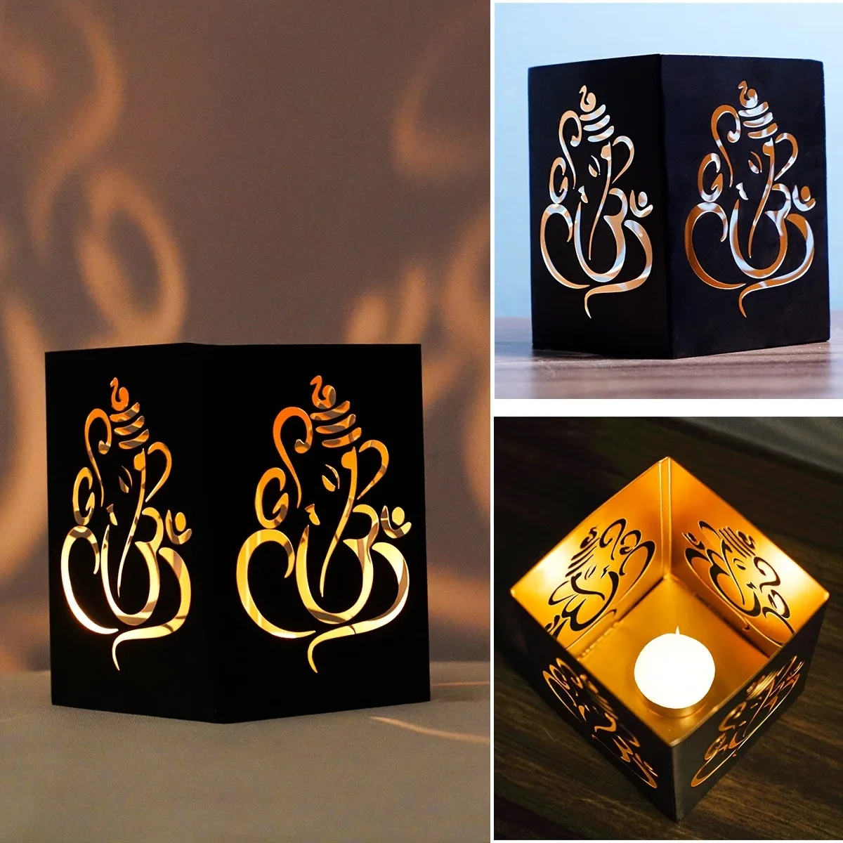 New South East Asia Diwali Elephant God Candlestick Holder Iron Hollow Candle Holder Atmospheric