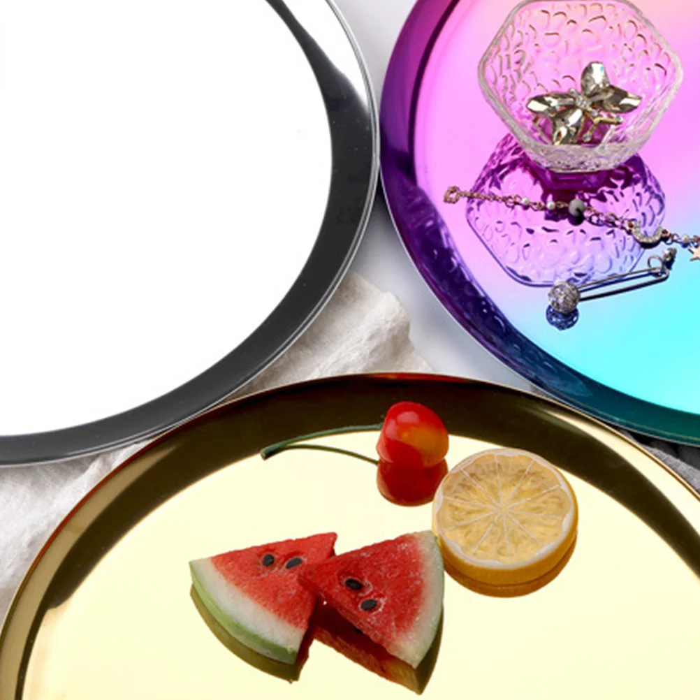 

1Pcs Fruit Tray Stainless Steel Food Storage Plate Snack Cake Candy Household Decor Fruit Plate Storage Tray Dessert Plates