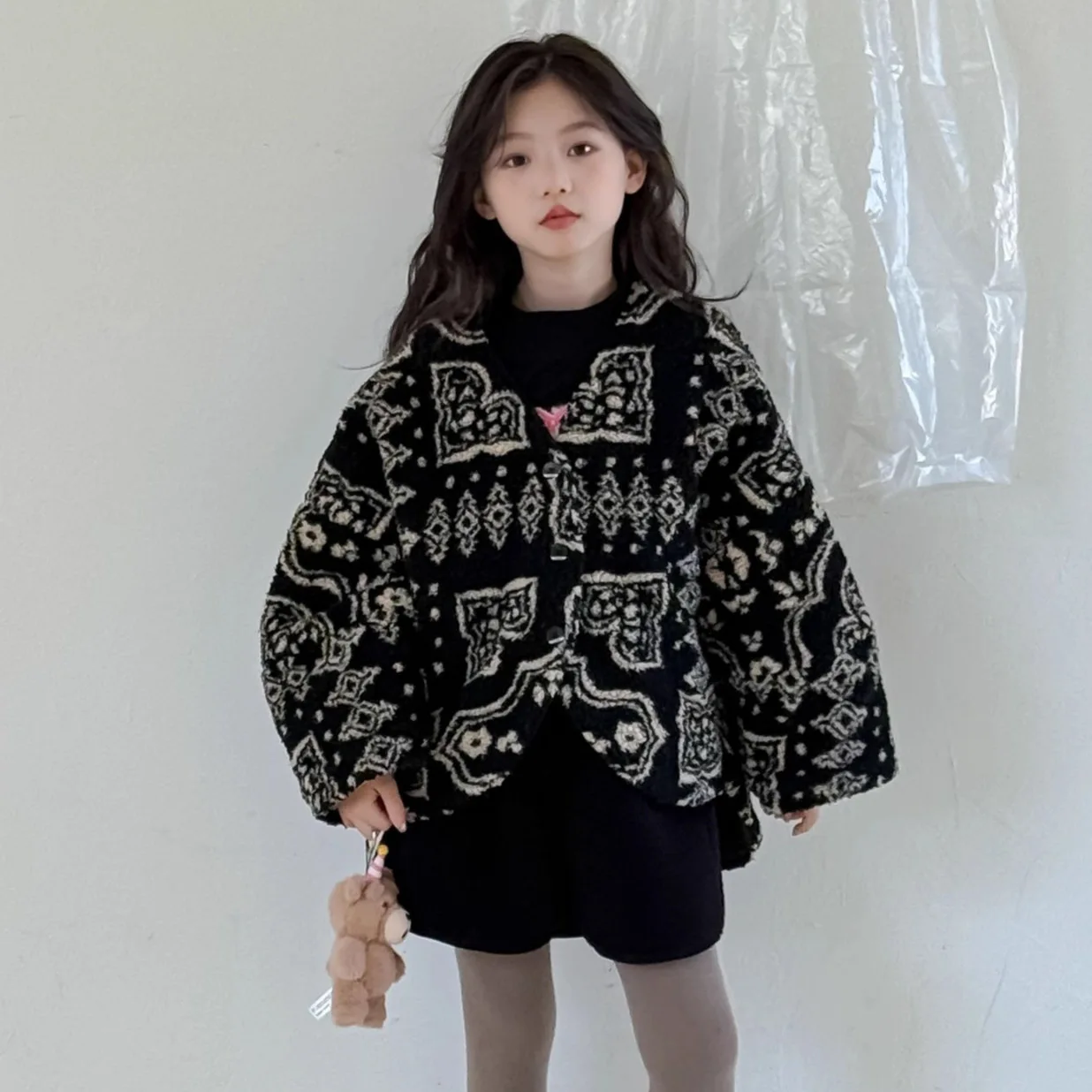 Girls Winter Coat 2025 Design with Integrated Fur and Cotton Wool Jacket Lamb Wool Coat Daily Casual Fashion Versatile