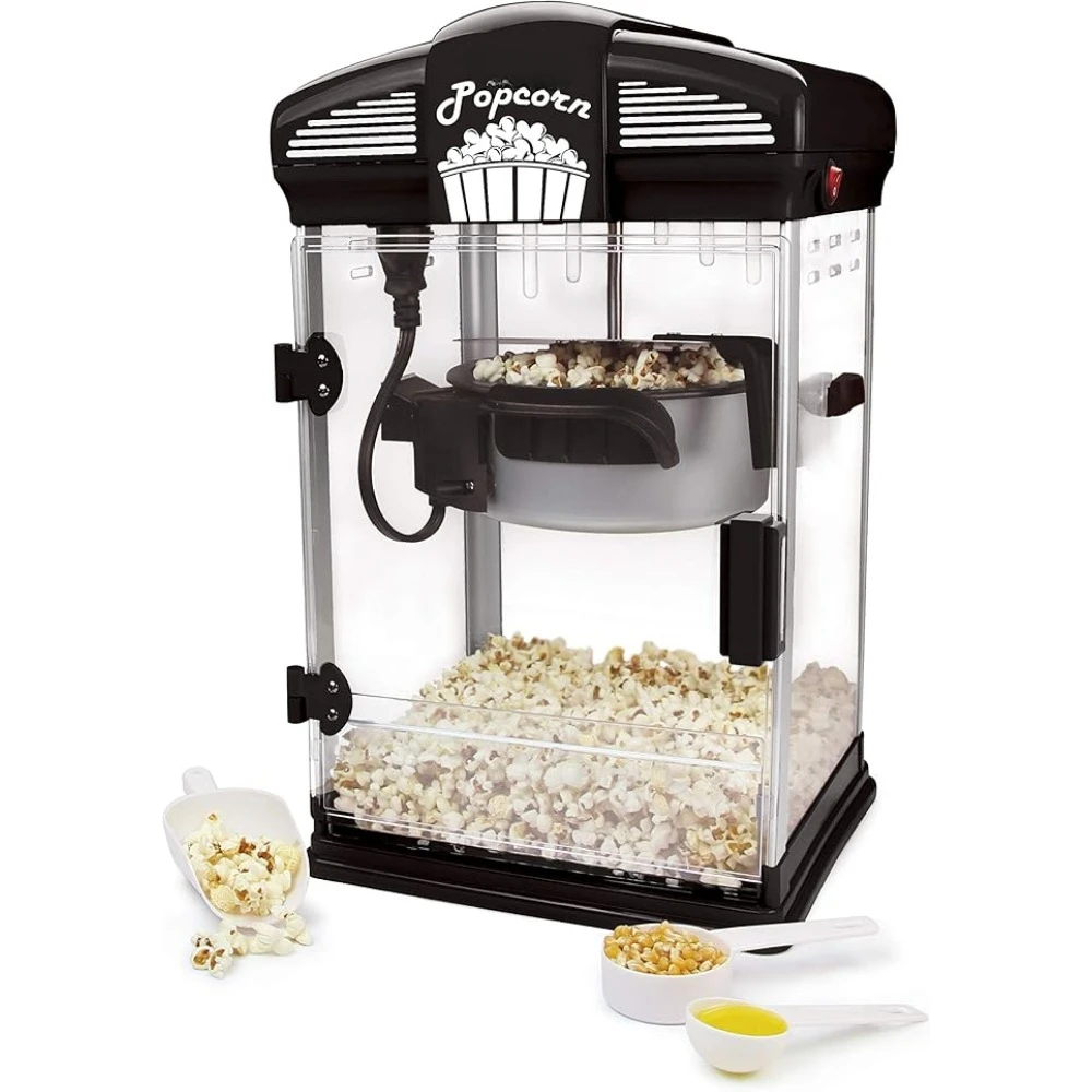 4Qt Manual Popcorn Machine with Nonstick Popcorn Kettle, Measuring Tool and Scoop, Popcorn Makers