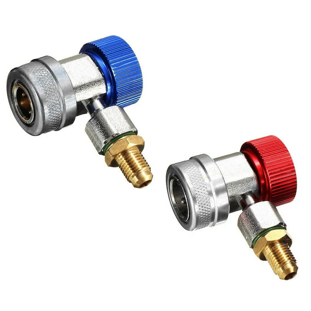 

2pcs Air Conditioning Fluoride Connector Coupler Charging Hose Adapter Car A/C Refrigerant High Grade Material Durable Easy
