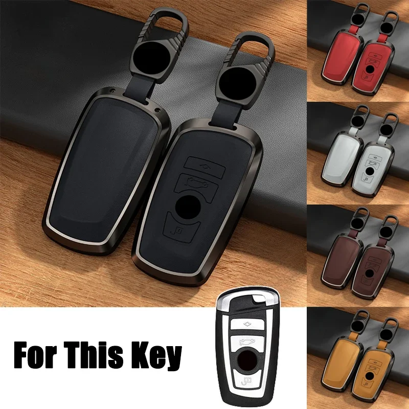 Aluminum Alloy Leather Car Remote Key Fob Case Cover Bag Keychain For BMW 1 2 3 4 5 6 7 Series X3 X4 M2 M3 M4 M5 M6 F10 F20 F30