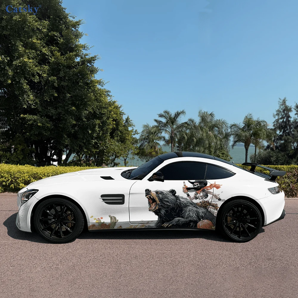 

Ковбойский скелет медведя, боковая наклейка на автомобиль, ПВХ, самоводонепроницаемая палочка, яркие автомобильные внешние аксессуары, декор, защита, подарок для влюбленных