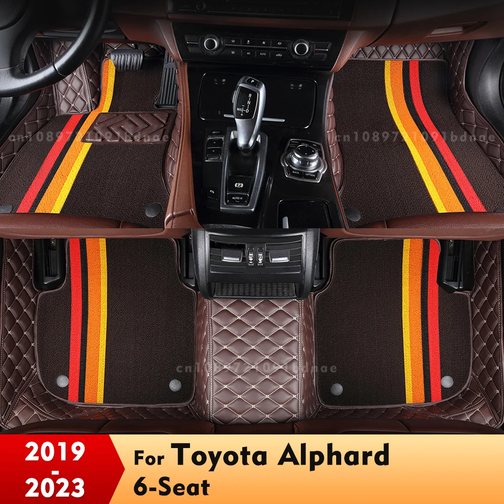 For Toyota Alphard 6 Seats 2019 2020 2021 2022 2023 Double Layer Car Floor Mats Custom Foot Pads Carpet Interior Accessories