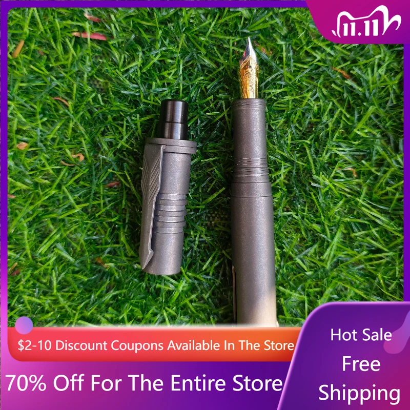 

Титановый сплав + циркониевый сплав, ручная полированная поршневая авторучка, матовая карманная ручка BOCK, наконечник Jinhao F, 0,5 мм, роскошная ручка для письма