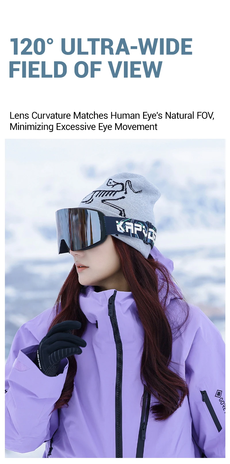 Kapvoe Neue Outdoor Photochromatische Skibrille mit Anti-Beschlag-Gläsern, UV400-Schutz, Skibrille für Männer und Frauen, Schnee-Sonnenbrille, Sportbrille – Detail 7