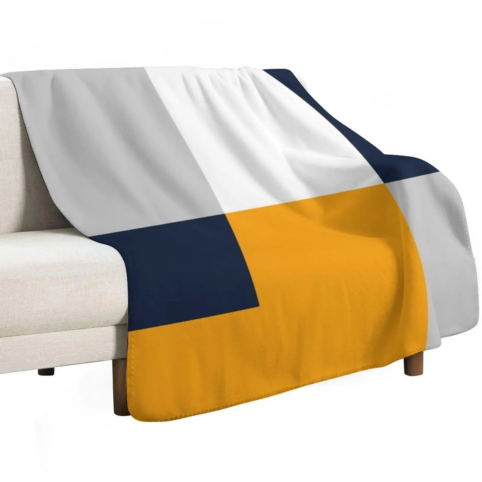 Modern Color Block - Navy, Grey and Yellow Throw Blanket Soft Breathable Blanket for Night Sleeping
