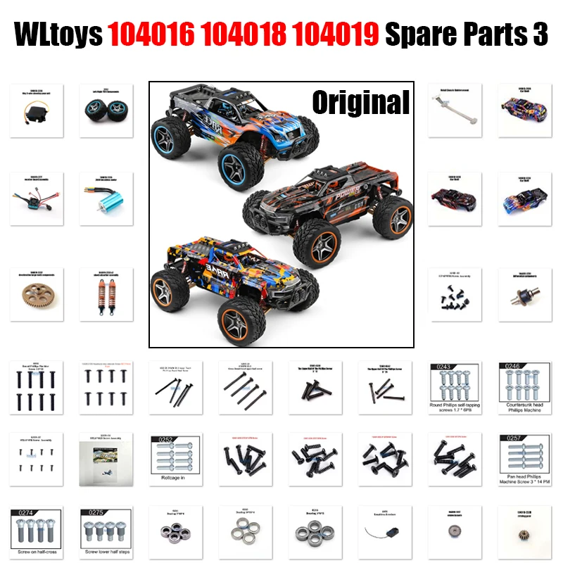 

WLtoys Brushless Rc 1/10 104019 104016 104018 Car Steering Cup Bearing Screw Differential ESC Receiver Original Spare Parts