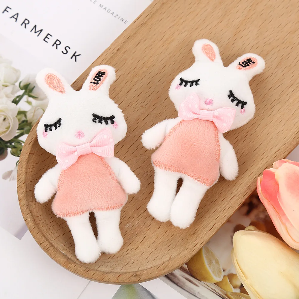 Cartoon Rabbit Dolls Appliques for DIY Hat Clothes, Sewing Patches, Handmade Headwear, Hair Clips Accessories, 5Pcs