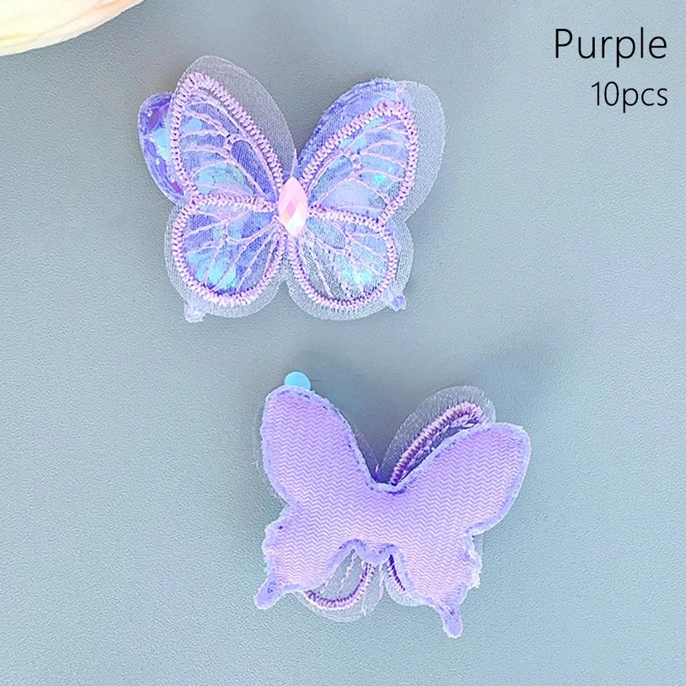 

10Pcs Sew On Mesh Glitter Sequins Patches Double Layers 48x42mm Padded Applliques DIY Handmade Clothes Patches Hat Shoes Sewing