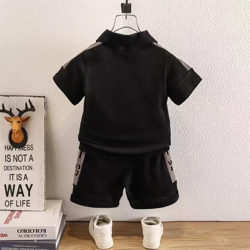 Meninos manga curta conjunto de duas peças shorts bonito, conjunto verão, novo, 2022