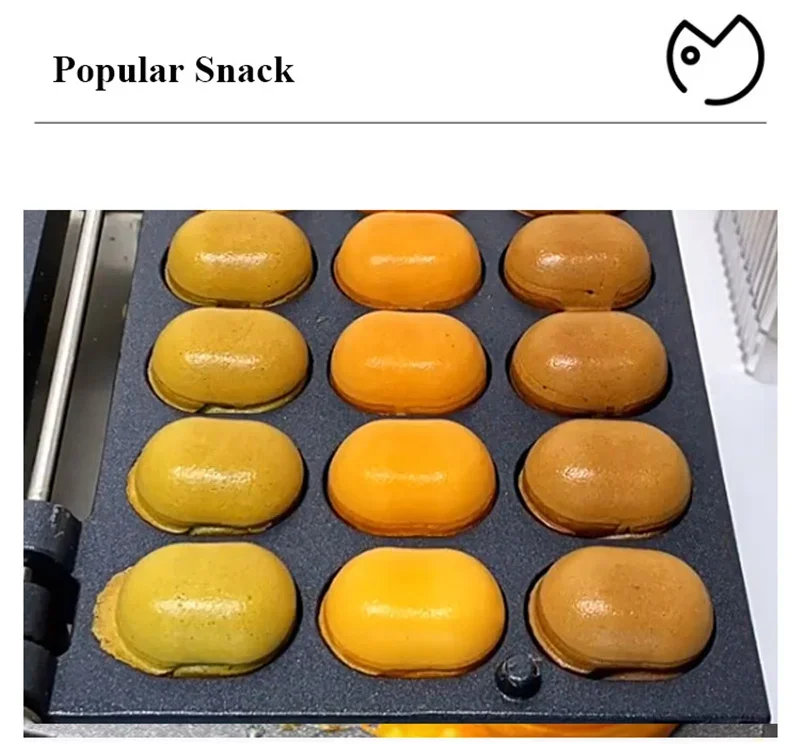 ماكينة صنع الكيك البيضاوية الصغيرة غير اللاصقة - ماكينة صنع الوافل الكهربائية للاستخدام المنزلي التجاري