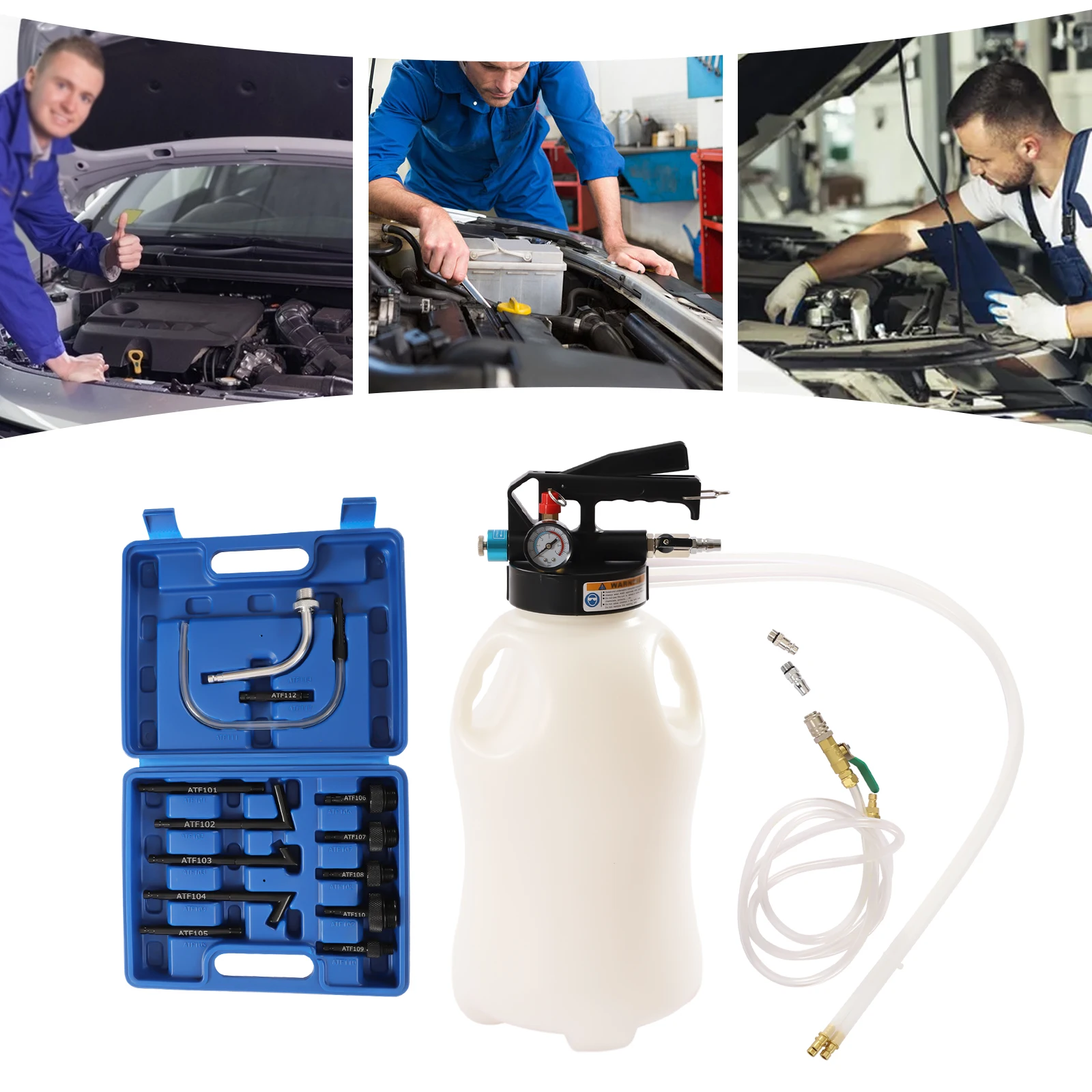 10L Fluid Extractor & Oil Transfer System, Includes Universal ATF Adapters for Versatile Use in Automotive Maintenance