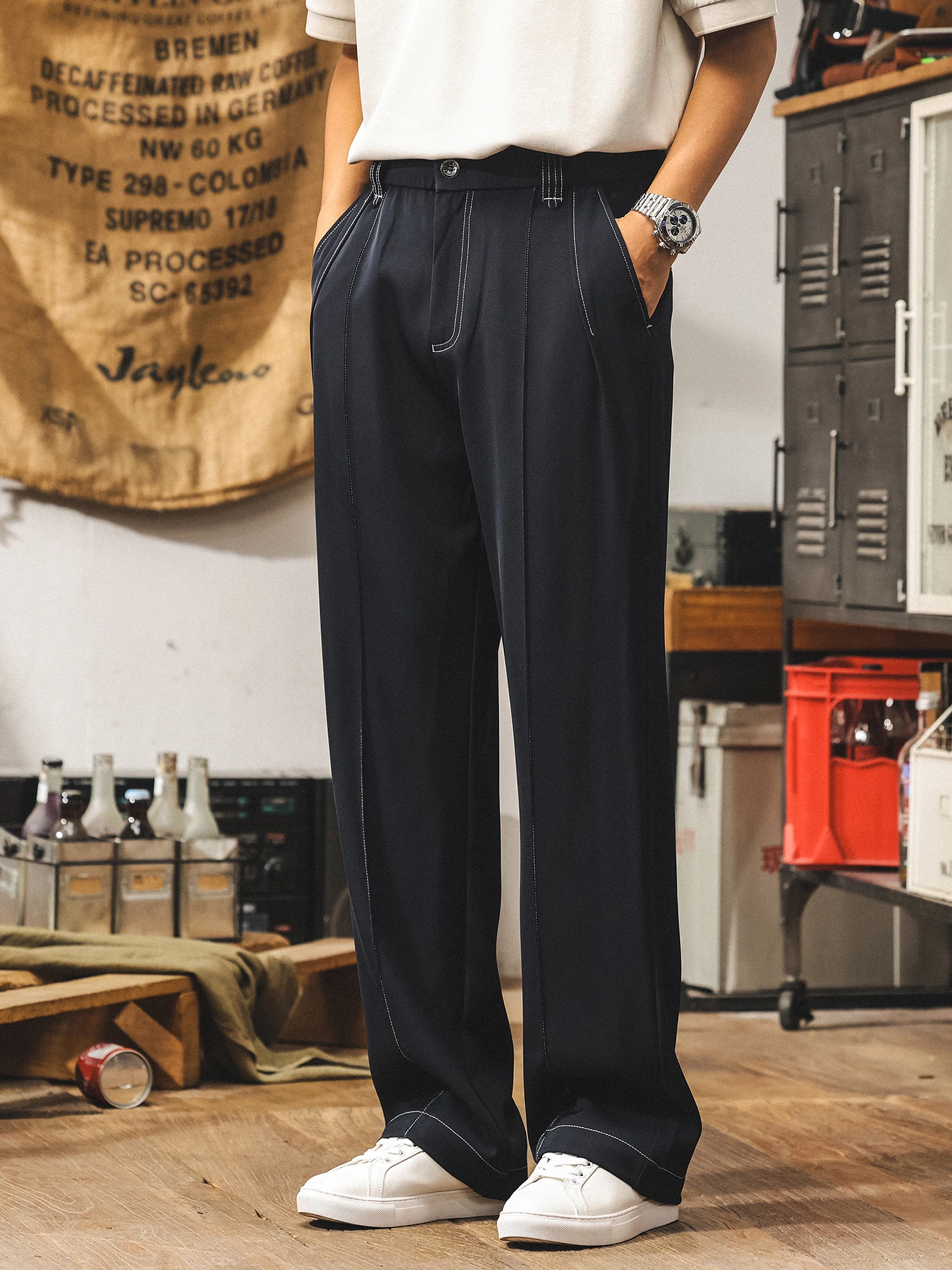 

Anti-Wrinkle Casual Pants Men's Summer New Sle Trendy Brand Premium Commute Straight Leg Long Pants Drapey Loose Fit