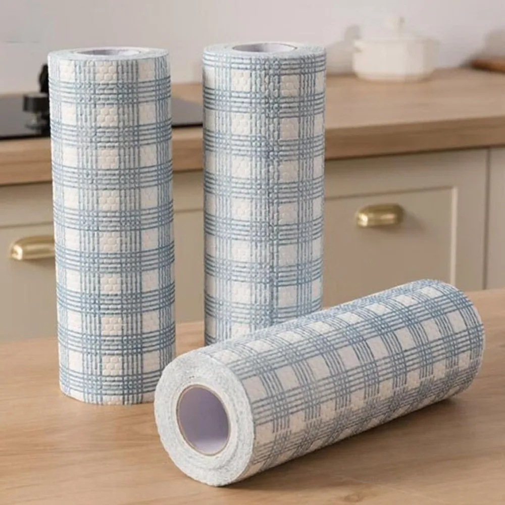 1Roll/400Sheets Non-woven Fabric One-Time Dishcloth Thickened Degreased Non-Stick Oil Cloth Dry Wet Dual-Use Washable