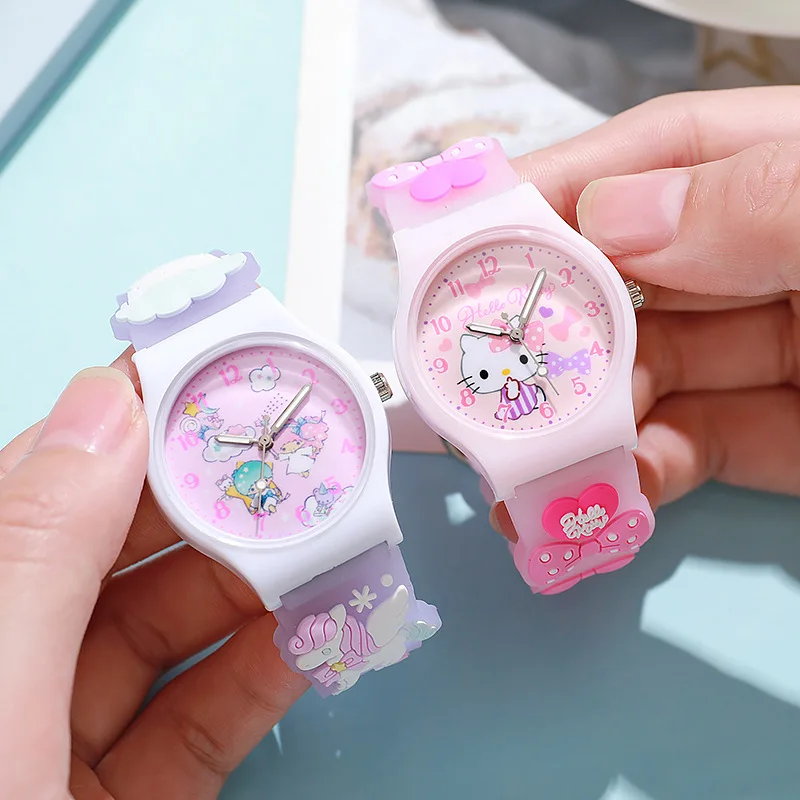 Fashio 3D Hello Kitty Watches For Girls Cartoon Pattern Kuromi Waterproof Quartz Children Watch Wrist Clock Kids Gift Reloj Nina