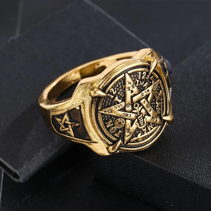 Cincin Pentagram Mesir Kuno & Simbol Ibrani Tunggal - Hari Valentine, Ramadhan, Tahun Baru Imlek - Hadiah Perhiasan Budaya Unik