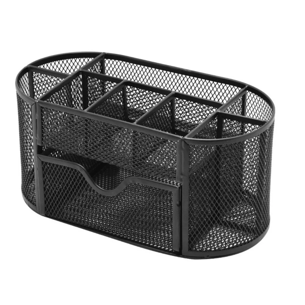 

Iron Nine Storage Pen Holder Black Metal Mesh Stationery Organizer Space Saving Large Capacity Pencil Holder School