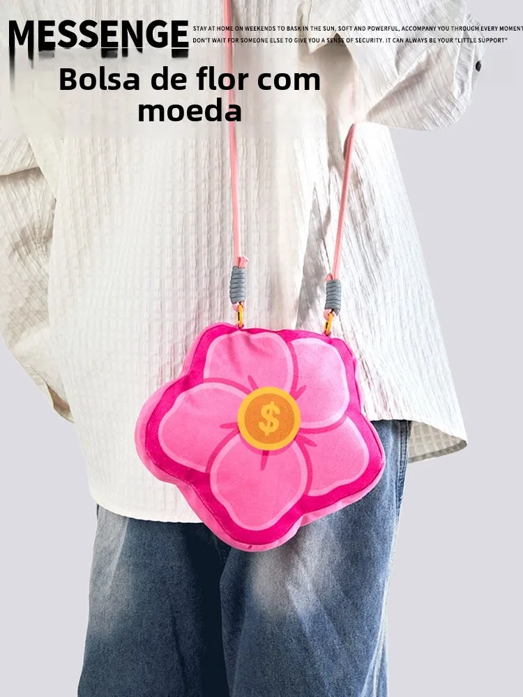 ピンクの豪華な花柄調節可能なクロスボディバッグ、キュートな女性用シングルショルダーバッグ、サイクリング通勤用携帯電話バックパック