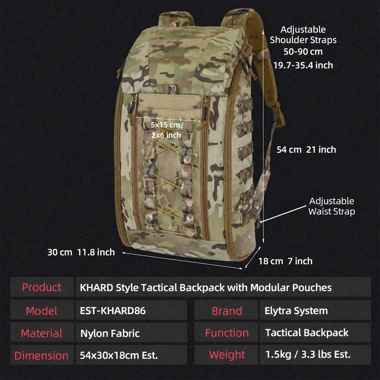 Tactical Medical Backpack with 3 Detachable Module Pouches, MOLLE Utility Pack for Outdoor First Aid, Camping and Emergency Gear