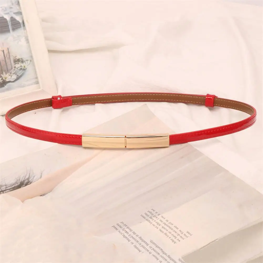 Wear-resistant Belt Stylish Faux Leather Women Belt with Adjustable Thin Design Snap Button Waistband Decorative for Women's