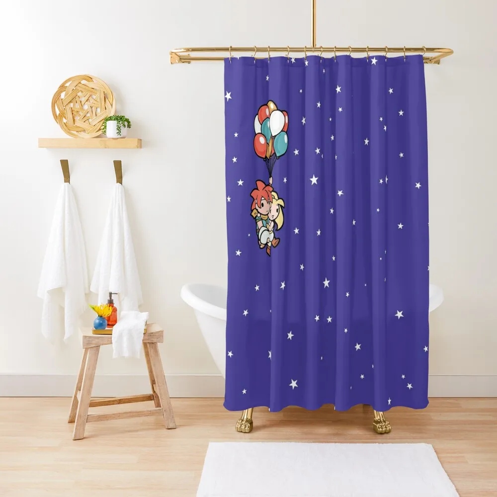 

Chrono Trigger- Crono and Marle SMALLER version - with Balloons and Stars Shower Curtain For The Bathroom Curtain