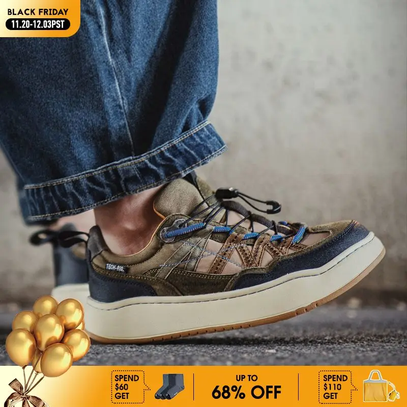 Maden أحذية رياضية كاجوال سهلة الارتداء للاستخدام الخارجي للرجال نعل مكتنز أحذية رياضية مع نظام دانتيل مرن قابل للتنفس لأحذية الركض