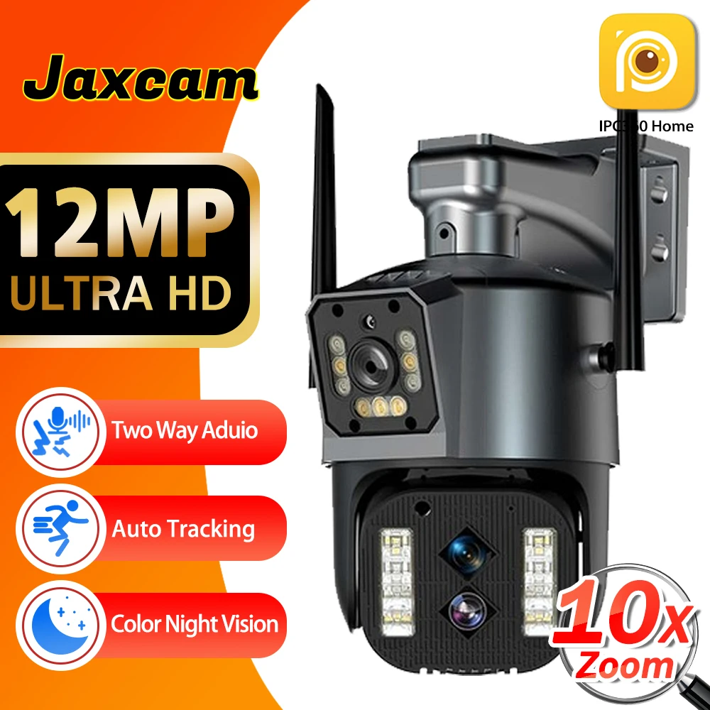 IPC360 Home 6K 12MP 10X PTZ Zoom Camera 3-Lens 2-Screen Security IP Camera 4K Auto Tracking Video CCTV Wifi Surveillance Camera