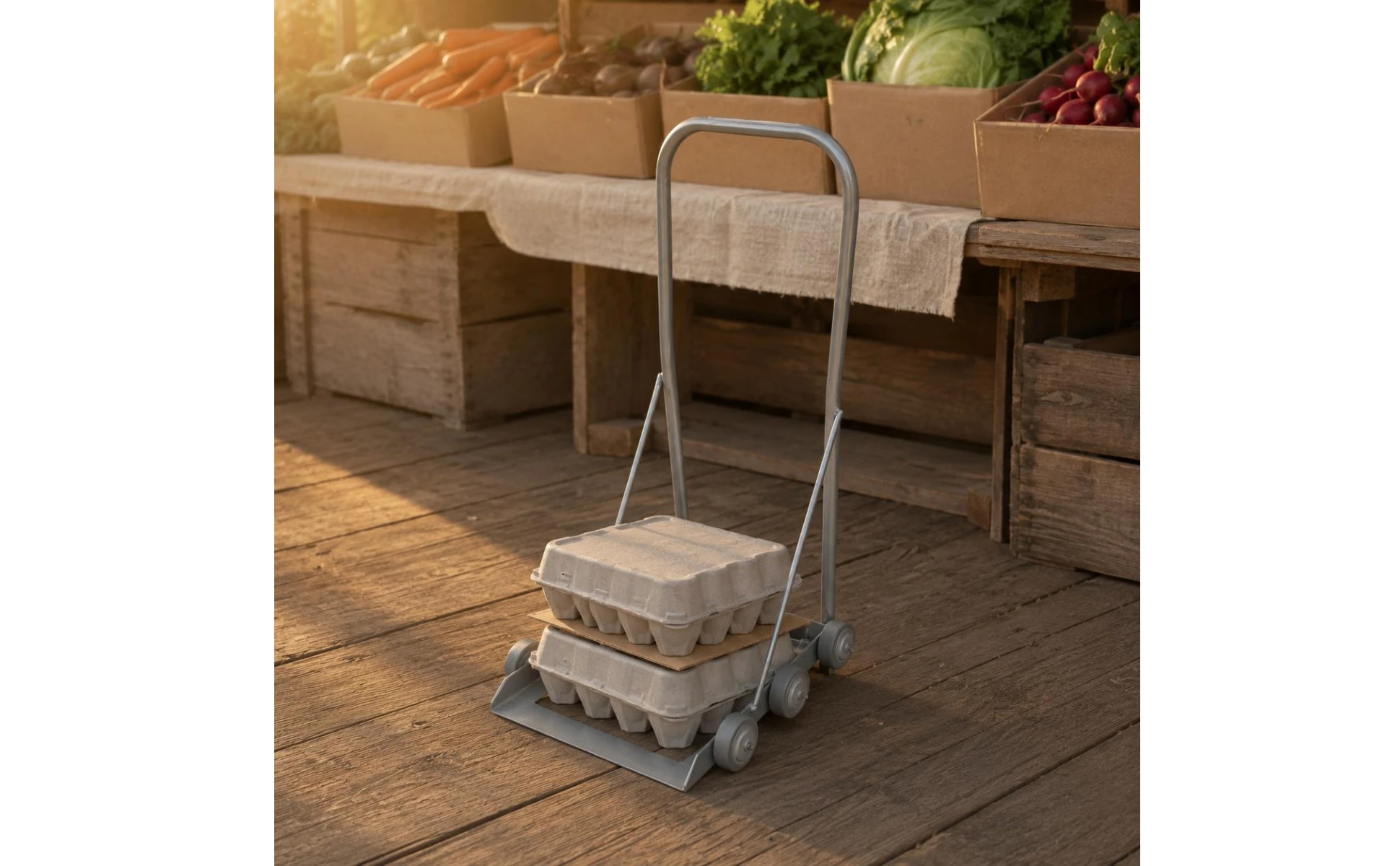 Hand-Push Trolley Cylindrical Handle Metal Trolley Platform Hand Truck Compact Flat Bed Platform Truck Four-Wheel