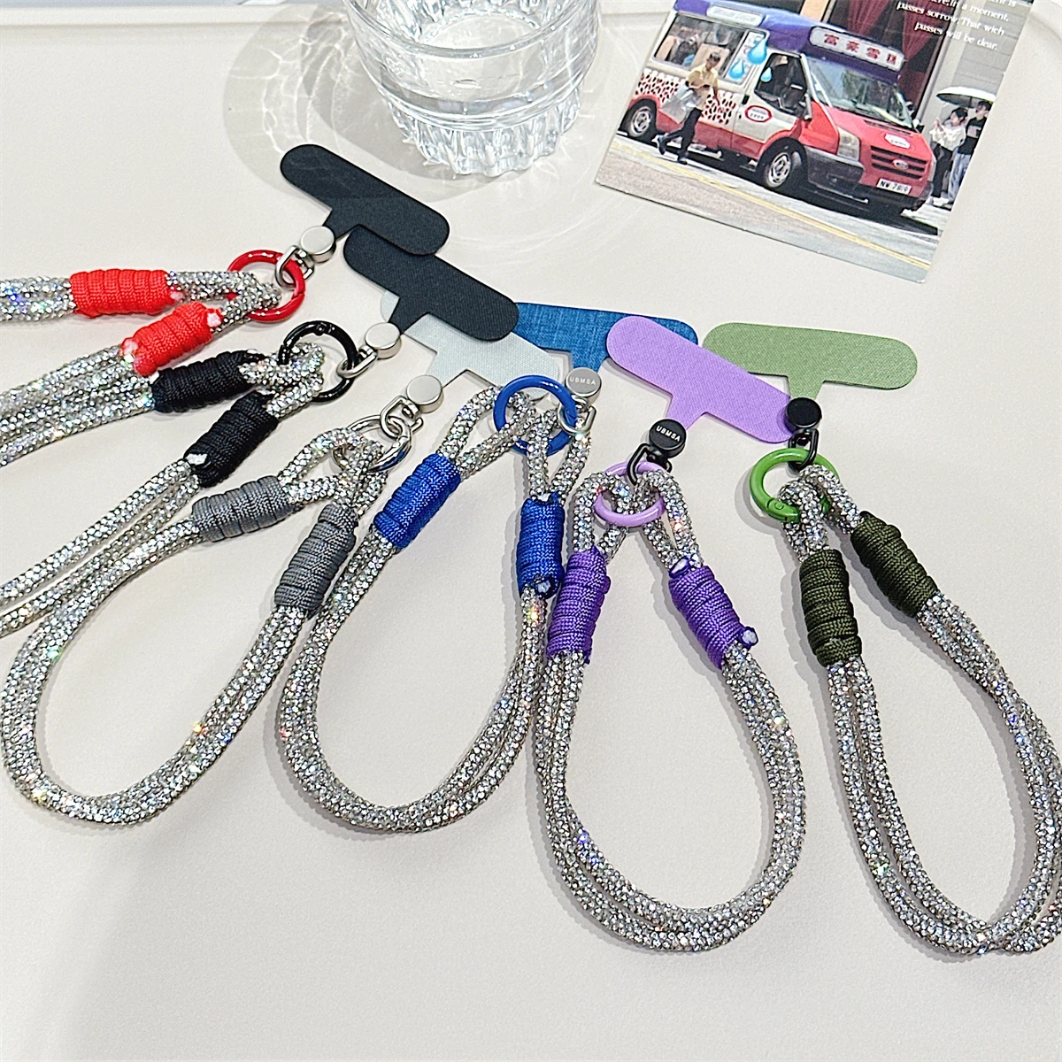 

Ins Girl Heart Sparkling Diamond Weaving Rope Car Key Bag Pendant Phone Case AirPods Earphone Case Hanging Chain
