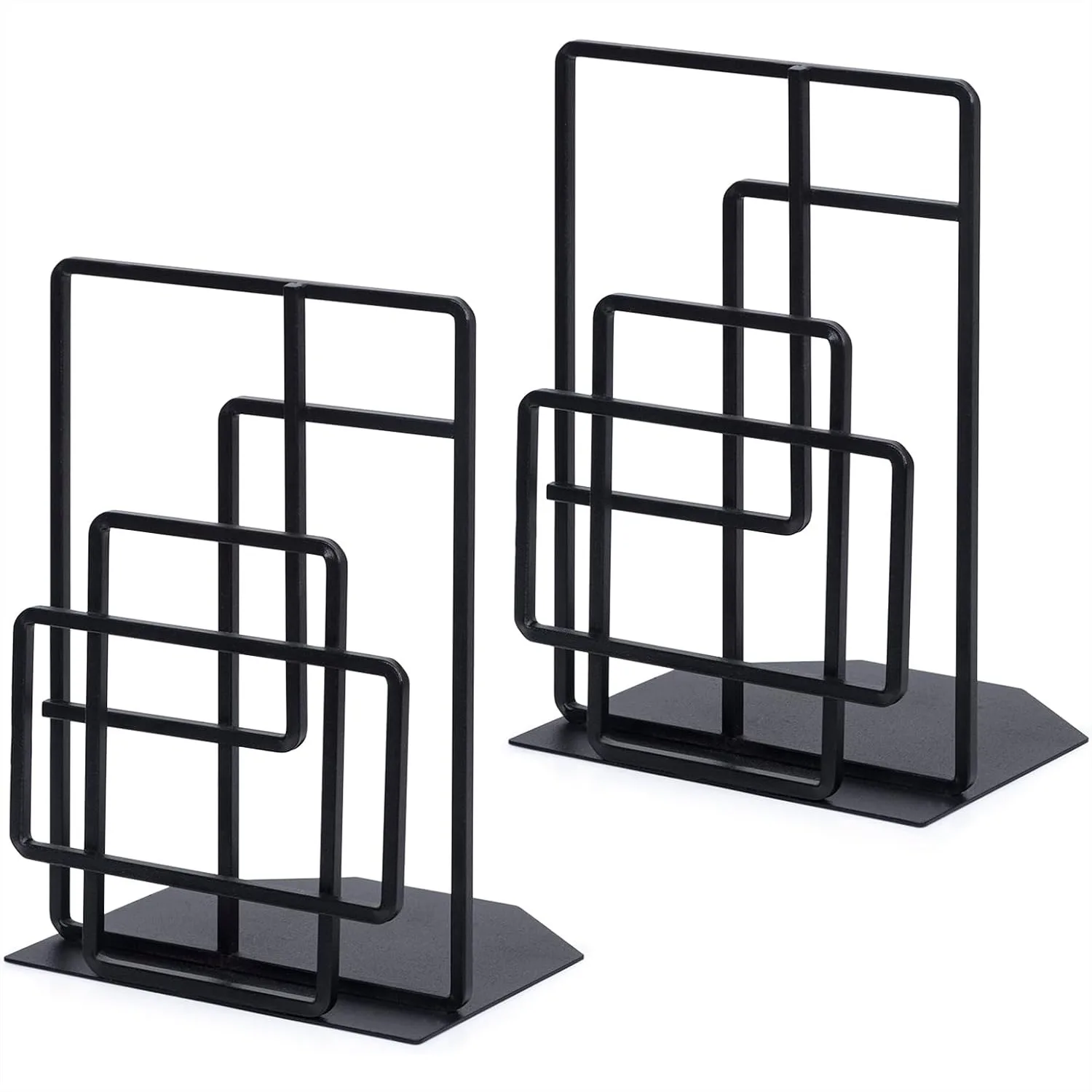 

Heavy Duty Book Ends for Shelves, Decorative Black Metal Bookends with Window Lattice Design for Organizing Books and Magazines