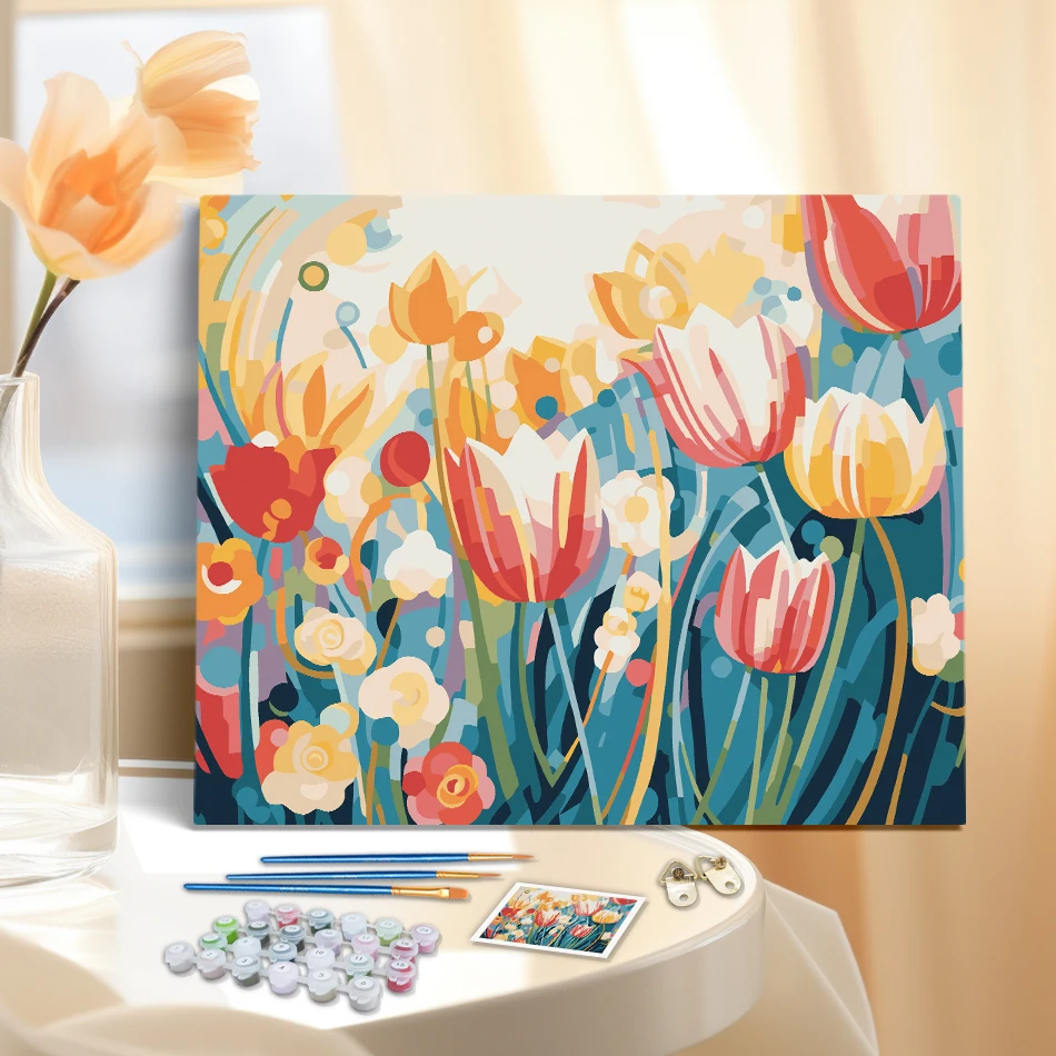 SDOYUNO Diy Painting By Number For Adults Kits Flowers Acrylic Paint Set Handwork Diy Gift Wall Art Picture With Numbers Wall De