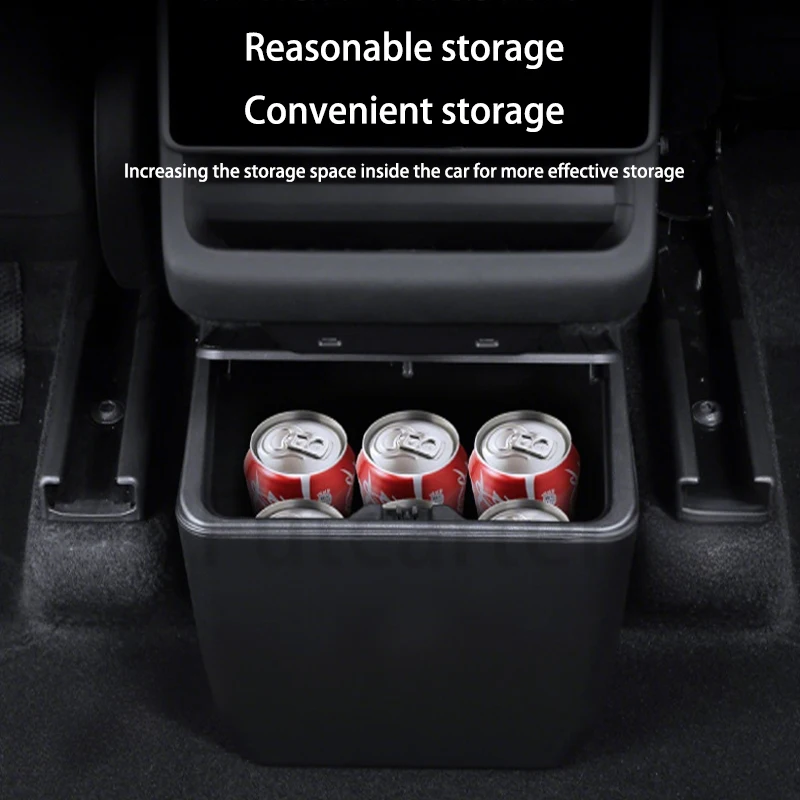 ل تسلا نموذج Y العرعر 2025 المقعد الخلفي حاوية القمامة مركز صناديق صندوق تخزين غطاء الصحافة تصميم مفتوح تركيب غير تدميري