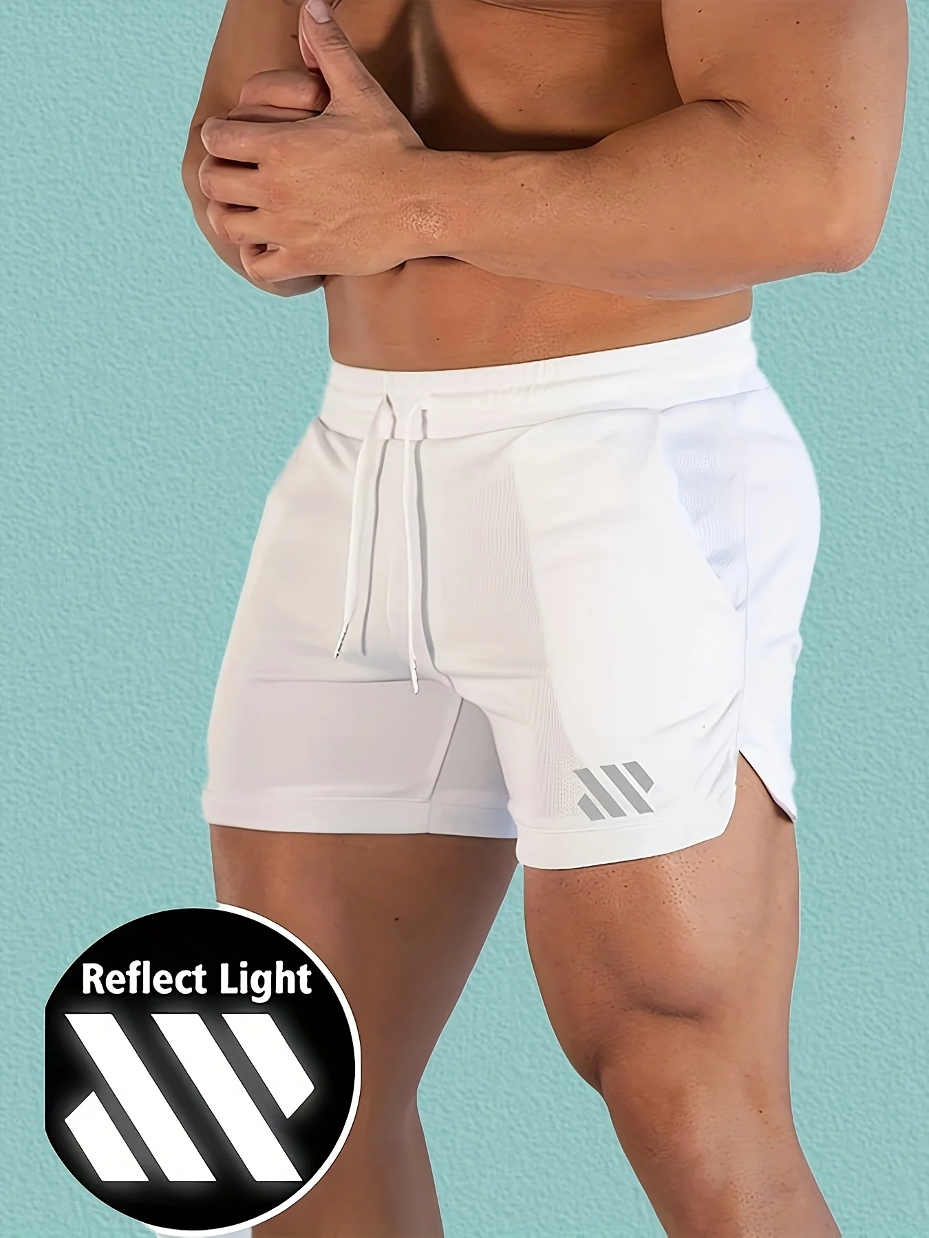 

Men's Summer Sports Shorts - Quick Drying Breathable Mesh with Reflective Stripes, Quick Drying Breathable Marathon Shorts, 3-mi