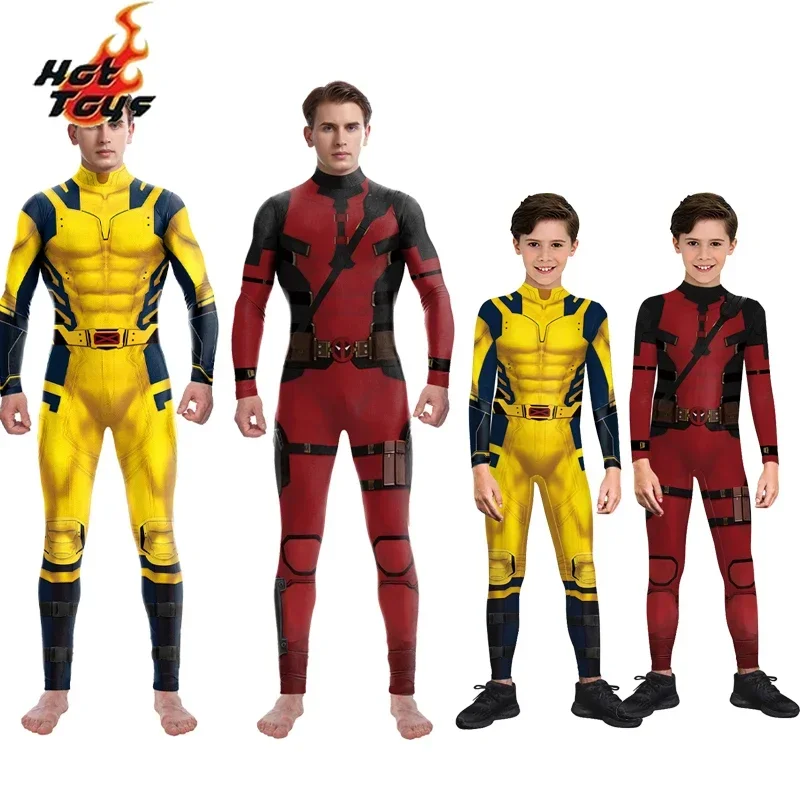 ألعاب ساخنة ديدبول ولفيرين أزياء تنكرية للبطل الخارق للرجال بدلة الهالوين بدلة أداء للحفلات Zentai